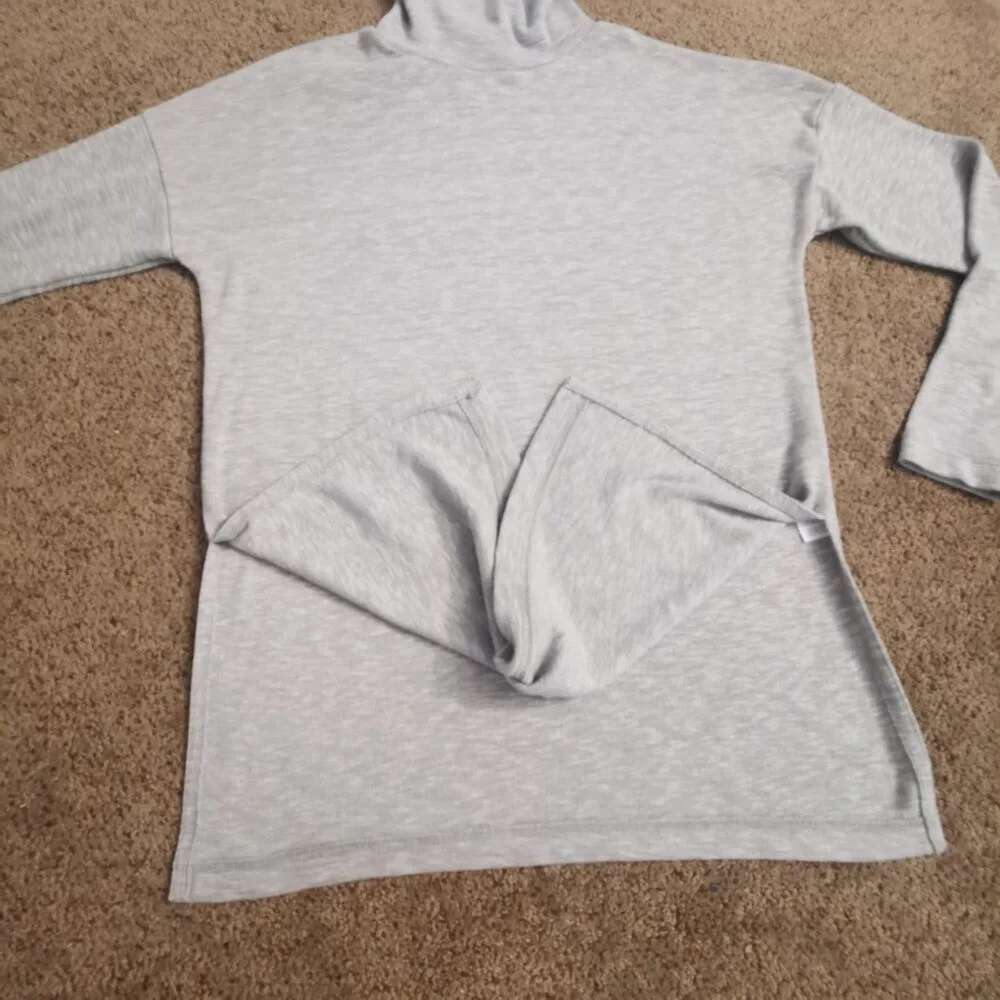 J.Crew Turtleneck Tunic Women's L Gray Space-Dyed Jersey Cozy Long Sleeve‎